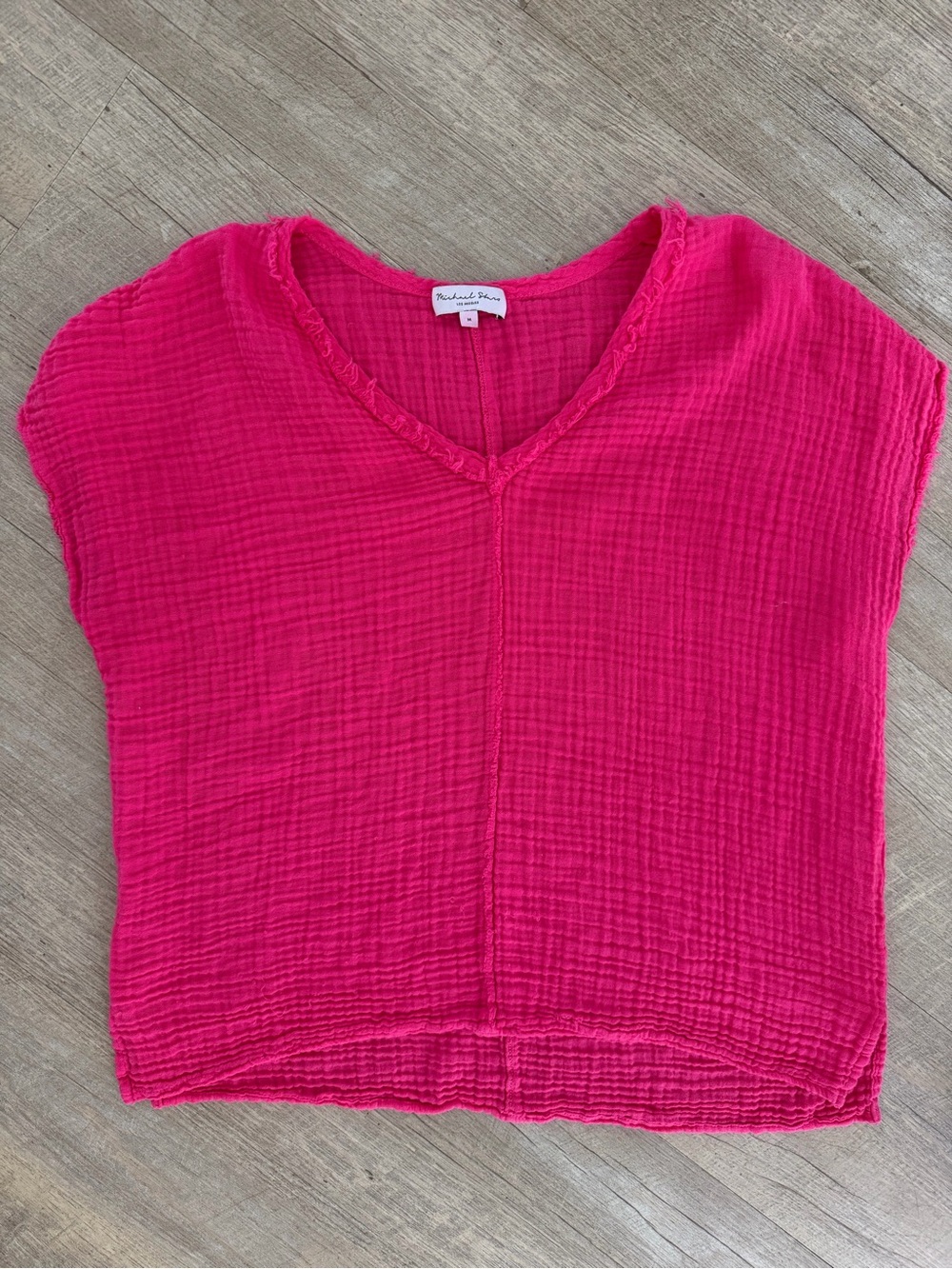 Michael Stars Hot Pink Gauze V-Neck Tunic